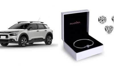 Imagens ilustrativas de automóvel C4 Cactus e bracelete Pandora