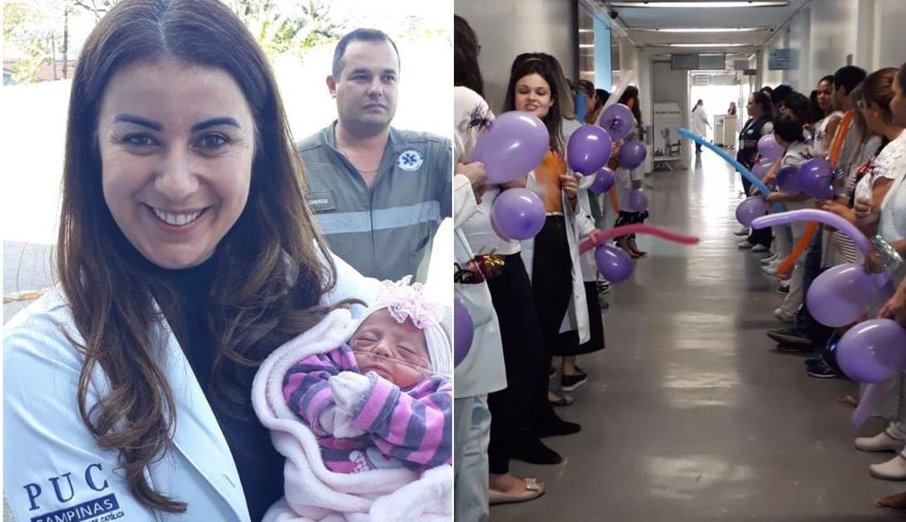 Após 102 dias internada, bebê recebe alta com festa no HU de Jundiaí