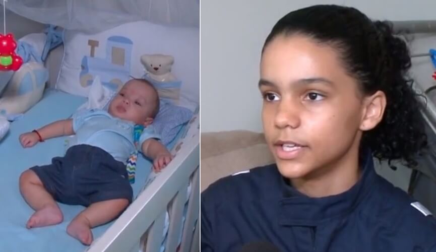 Bebê que estava engasgado com leite materno é salvo pela irmã de 12 anos