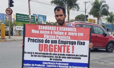 Há seis anos desempregado, morador de Várzea pede emprego em cartaz