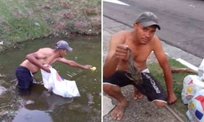 Ex-morador de rua limpa cascata da avenida 9 de Julho