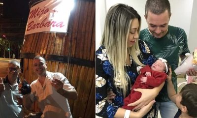 Pai leva barril de chope gigante à porta de maternidade para celebrar nascimento da filha