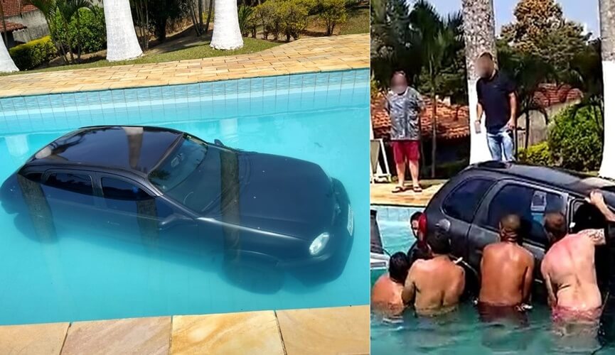 Carro com aniversariante de 83 anos cai em piscina em Vinhedo
