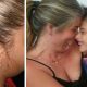À esquerda, mãe com tatuagem de aparelho auditivo em homenagem ao filho; à direita, mãe e filho abraçados e rindo