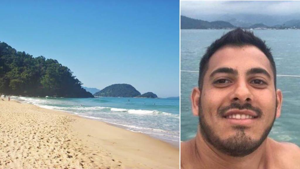 À esquerda, foto da Praia do Félix e à direita, selfie de Luís Guilherme.