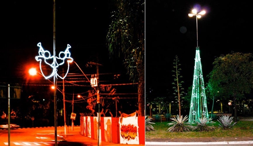 Foto de decoração natalina em LED nas ruas