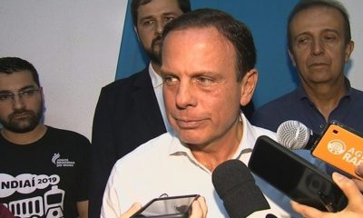 Governador João Doria ao lado do prefeito de Jundiaí, Luiz Fernando Machado, e do Presidente da Câmara dos vereadores, Faouaz Taha