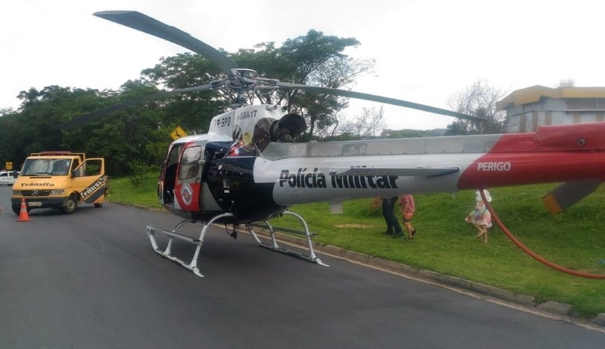 Helicóptero Águia da Polícia Militar em Rodovia de Jundiaí