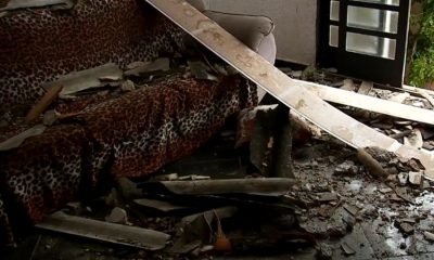 Sala de residência destruída
