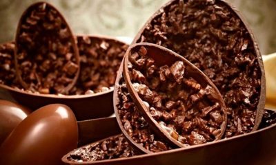 ovos de Páscoa de chocolate com castanha trufados