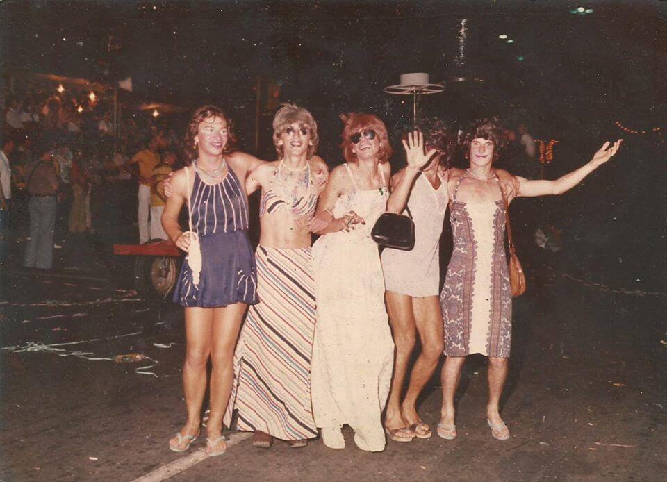 Carnaval de 1977 na Rua Barão de Jundiaí. Na foto Wandir, Carlos Viotti, Fabrício e Felipe Vacari