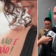 À esquerda, mulher com tatuagem "Não é não"; à direita, deputado Jessé Lopes (PSL)