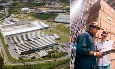 Foto aérea da empresa e do setor logístico