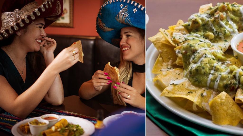 mulheres comendo comida mexicana
