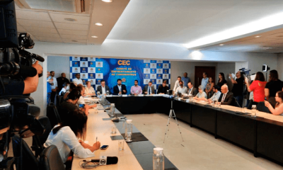 Sala de Situação da Prefeitura de Jundiaí durante coletiva de imprensa