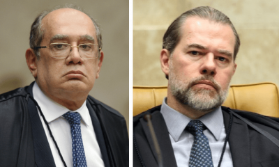 À esquerda, Gilmar Mendes e à direita, Dias Toffoli.