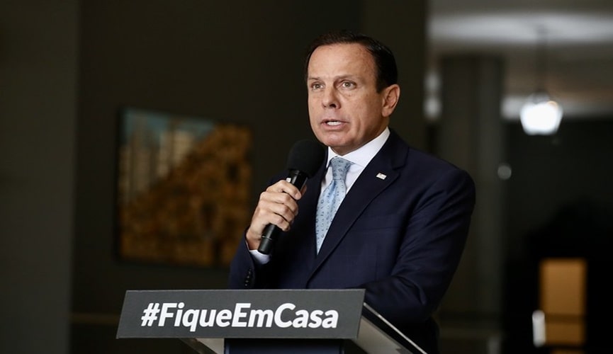 João Doria durante coletiva de imprensa