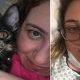 Foto de mulher com gato, à esquerda; foto de mulher internada, à direita