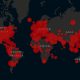 Mapa mundi com casos confirmados comparados entre países