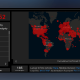 Mapa mundi com foco de casos confirmados de coronavírus