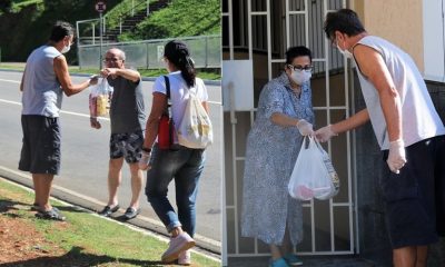 Foto de pessoas arrecadando alimentos