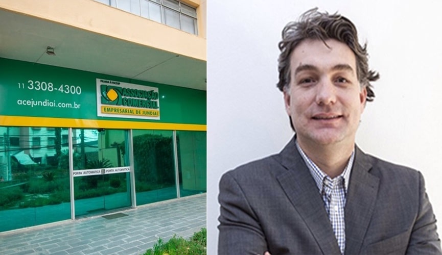 Foto da fachada da associação, à esquerda; foto do professor de negócios, Marcos Del Roy, à direita