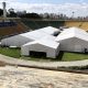 Hospital de campanha montado no estádio do Pacaembu, em São Paulo