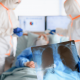 Médicos seguram chapa de raio x nas mãos em leito de UTI