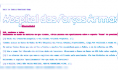 Print screen do site do Hospital das Forças Armadas