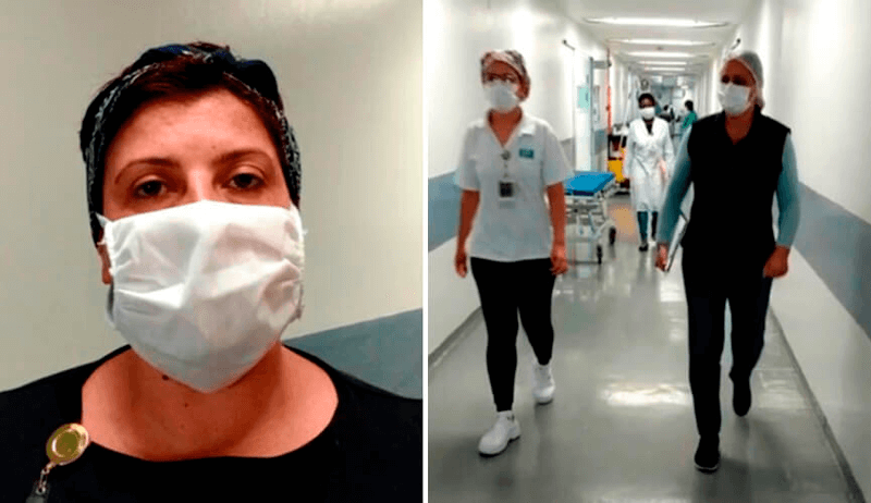 Pessoas usando máscaras em hospitais