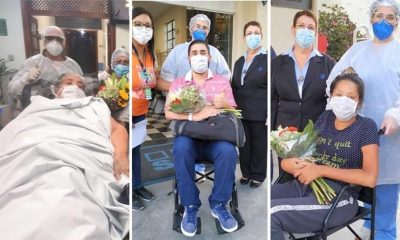 Foto de pacientes deixando o hospital