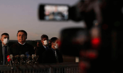 Bolsonaro em coletiva com jornalistas