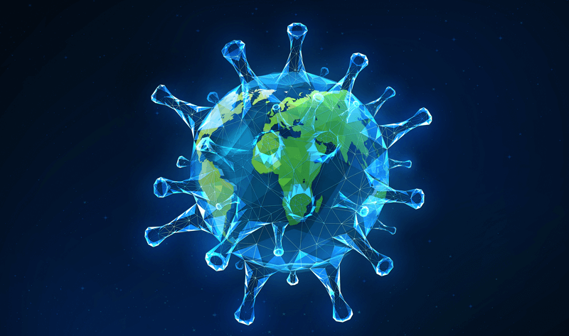 Planeta Terra em formato de vírus