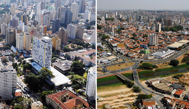 Imagens aéreas de Campinas e Sorocaba
