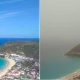 Foto antes e depois de praia no Caribe