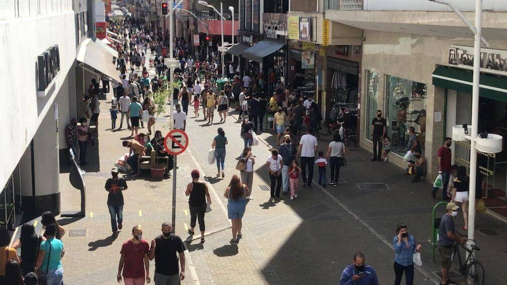 Centro comercial de Jundiaí. (Foto: Reprodução/TV Tem)