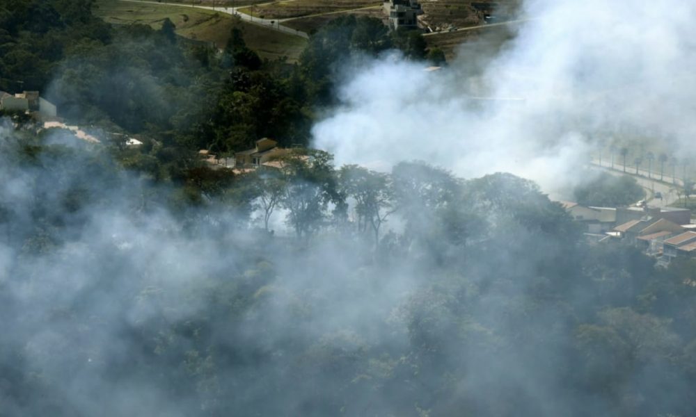 Foto de queimada em área florestal.