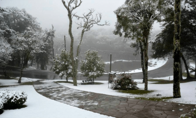 Neve em Gramado-RS. (Foto: Foto de Cláudio Brandão Ribeiro)