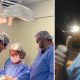 Imagem de médicos realizando operação ao lado da foto de José Edilson Barboza