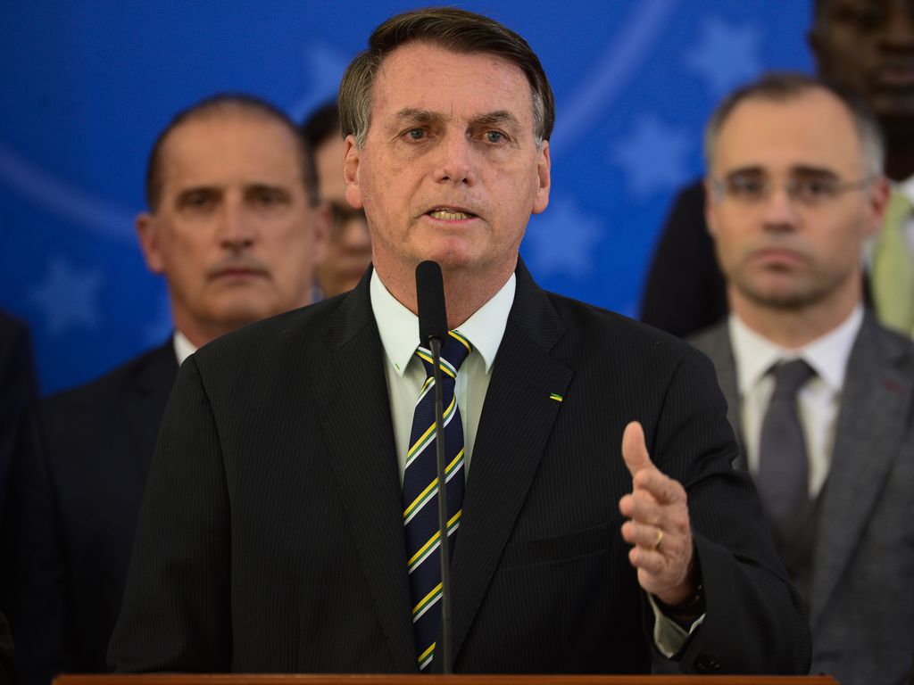 O Presidente Jair Bolsonaro faz pronunciamento no Palácio do Planalto