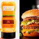 Imagem promocional dos molhos do Big Mac ao lado de foto do sanduíche