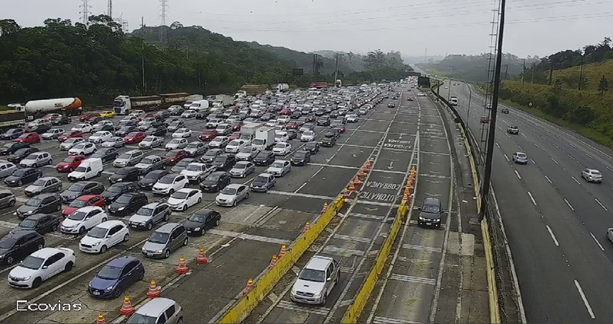 Congestionamento no Sistema Anchieta-Imigrantes. (Foto: Divulgação)