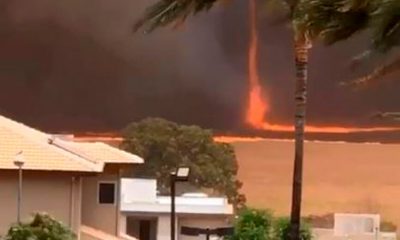 Redemoinho de fogo em Ribeirão Preto. (Foto: Divulgação)