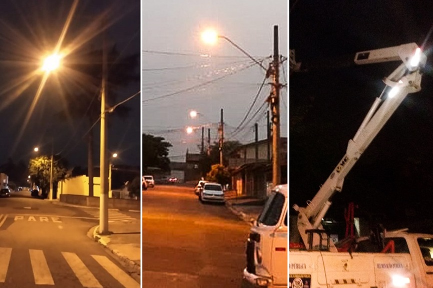 Equipe Operacional de Itupeva realiza manutenção na iluminação do bairro São João.