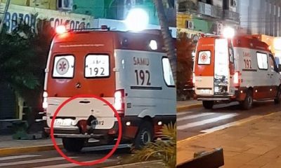 Cachorro pegou carona na traseira de ambulância para acompanhar dono até hospital
