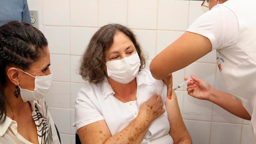Vacinação contra Covid-19 em Jarinu. (Foto: Divulgação)