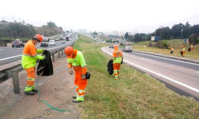 Limpeza nas rodovias Anhanguera-Bandeirantes. (Foto: Divulgação)
