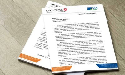 Ofício do Sincomercio e CDL enviado à Prefeitura de Jundiaí