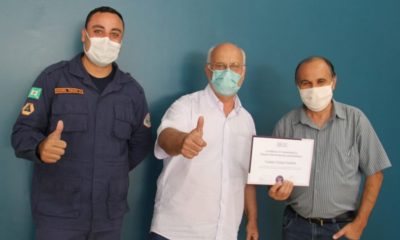 Coordenador da Defesa Civil, Thiago Schiavinato Novak, prefeito Luiz Braz e gestor Neive Noguero, do Meio Ambiente de Campo Limpo Paulista