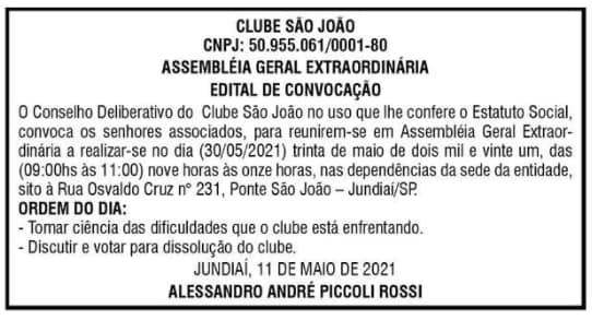 edital Clube São João